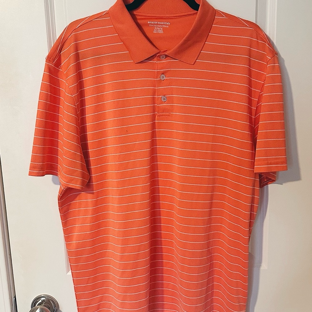 Amazon Essentials Coral Polo Shirt with Stripes- XL